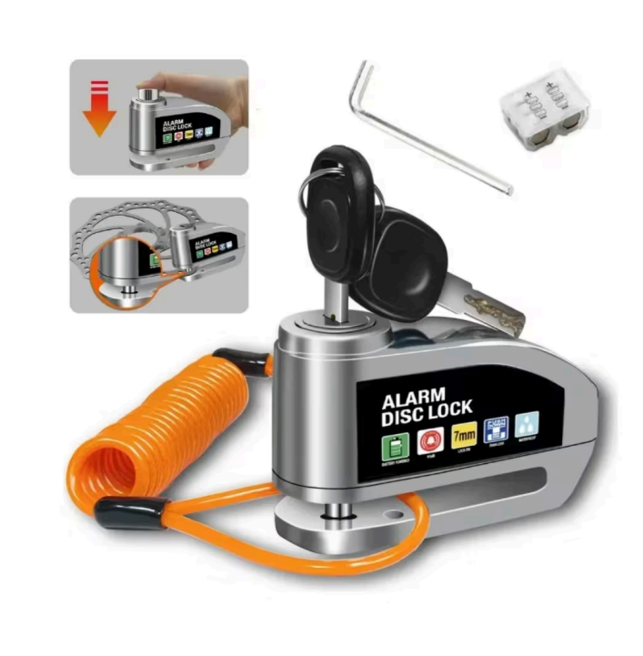 🟢 Candado de Disco con Alarma para Moto