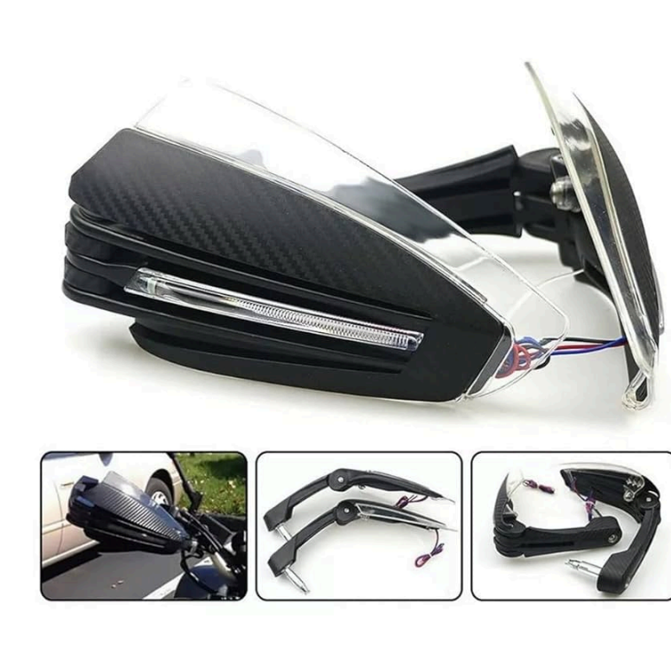 🟢 Cubre Puños de LED Fibra de Carbono con Luz Blanca